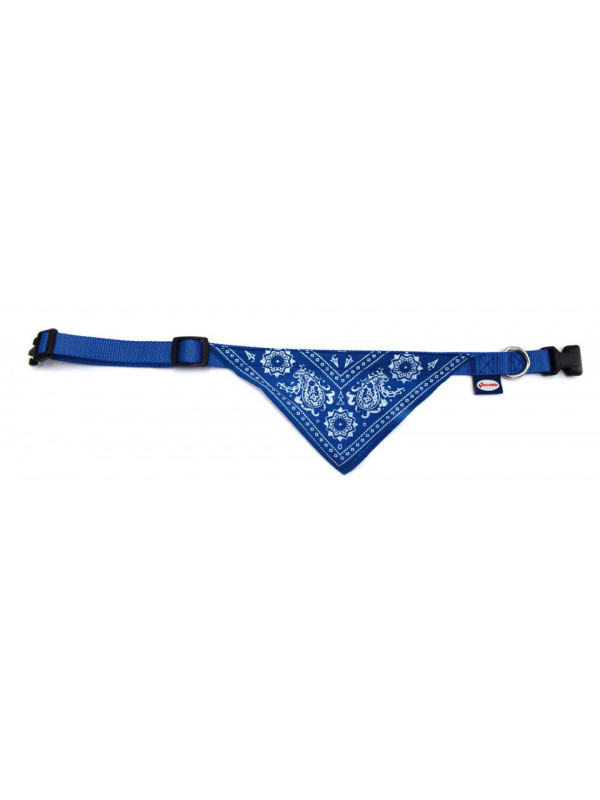Zgarda nylon, cu bandana - 2.5 cm - Albastru