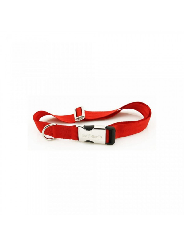 Zgarda nylon Petit Amis - 2.5cmx38-63cm - Rosu