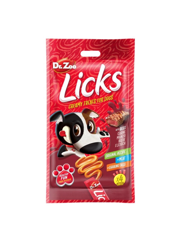 Dr. Zoo Licks - Snack cremos pentru caini - Vita - 4 x 15g