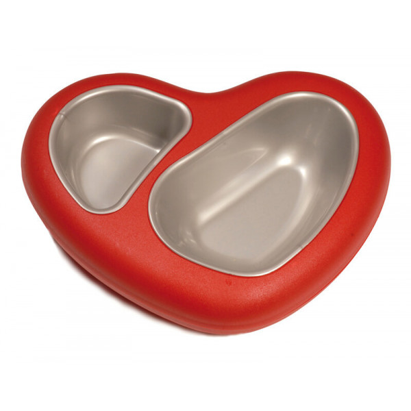 Castron plastic dublu - forma inima - cu tavite detasabile
