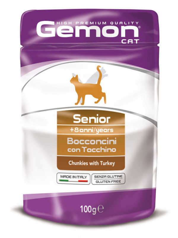 Gemon Senior Chunkies Cat - Hrana umeda completa - Curcan - 100g