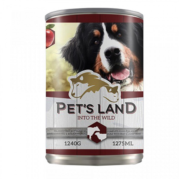 Pet's land Dog - conserva cu carne de vita, miel - 1240g