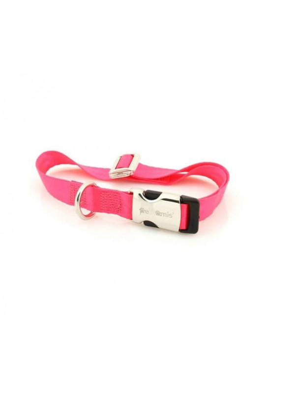 Zgarda nylon Petit Amis - 2cmx35-55cm - Roz
