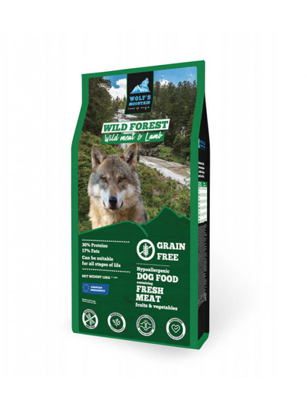 Wolf’s Mountain Wild Forest - Carne de Vanat & Miel si Fructe & Legume - 12kg - Hrana completa super-premium, hipoalergenica