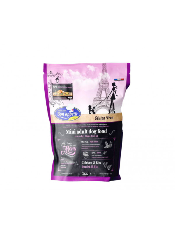 Bon Appetit Adult Mini - Pui si Orez - 2kg - Hrana completa super-premium, hipoalergenica, fara gluten