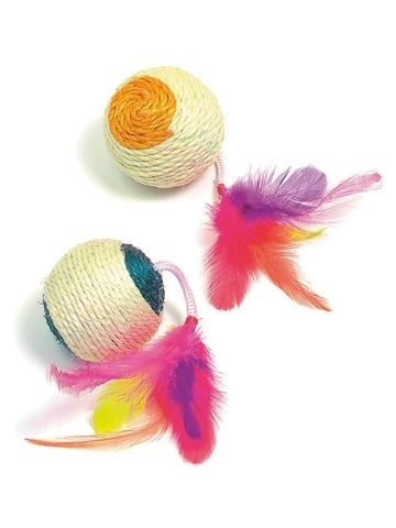 Minge din sisal cu pene si zornaitoare - 6cm - Img 2