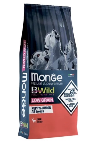 Monge BWild Dog Puppy & Junior All Breeds - Hrana uscata super-premium - Caprioara - 12kg