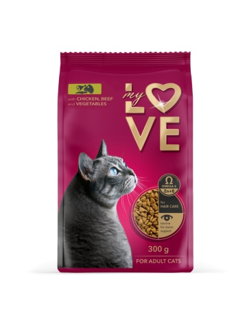 My Love Adult Cat - Hrana uscata completa - Pui, Vita si Legume - 300g