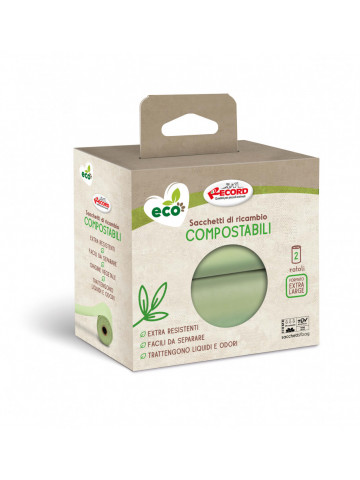 Pungi igienice compostabile, pentru caini - set 2 role x 15buc. - Verde