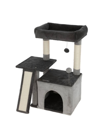 Ansamblu de joaca pentru pisici - Rosalie, gri antracit - 42 x 34 x 76 cm