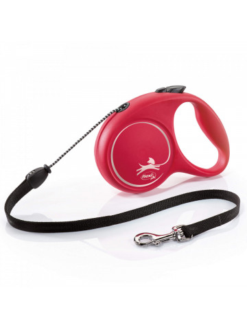Lesa retractabila, cu fir - Flexi Fun - M - Rosu