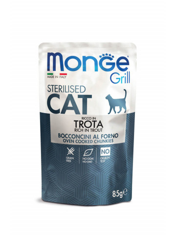 Monge Grill Chunkies Sterilised Cat - Hrana umeda super-premium - Pastrav - 85g