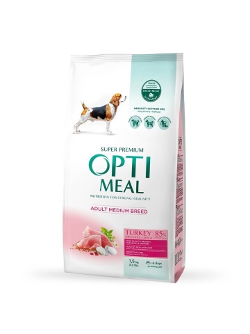 Optimeal Adult Mediu - Hrana uscata super-premium - Curcan - 1.5kg