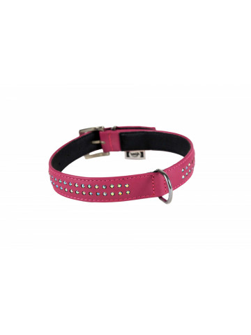 Zgarda piele, cu strass - 47cmx22mm