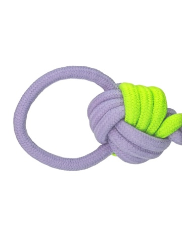 Jucarie franghie - 2 noduri bumbac - Fluo - Img 2