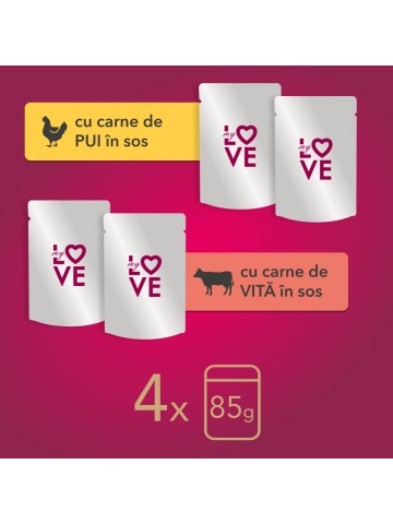 My Love Cat - Hrana umeda completa - Pui & Vita - Set 4x85g - Img 2