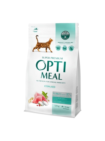 Optimeal Cat Sterilised - Hrana uscata super-premium - Curcan si Ovaz - 1.5kg