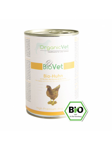OrganicVet Biovet – Pui, orez, dovlecei, bostan organic - 400g