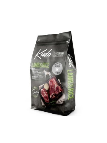 Kudo Junior Mediu-Maxi - Hrana uscata, presata la rece - Miel si Orez - 3kg