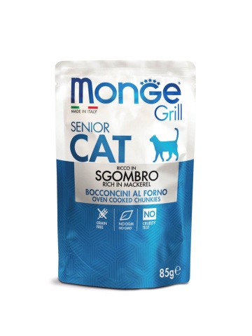 Monge Grill Chunkies Senior Cat - Hrana umeda super-premium - Macrou - 85g