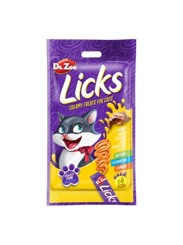 Dr. Zoo Licks - Snack cremos pentru pisici - Iepure - 4 x 15g