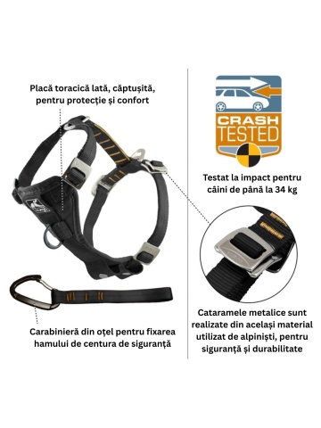 Ham auto pentru caini - Kurgo Strength Tru-Fit Smart - Negru - XL - Img 2