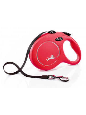 Lesa retractabila, cu banda - Flexi New Classic - L - Rosu