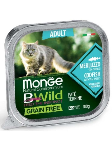 Monge BWild Pate Cat - Hrana umeda super-premium - Cod - 100g