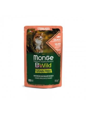 Monge BWild Sterilised Cat - Hrana umeda super-premium - Somon - 85g