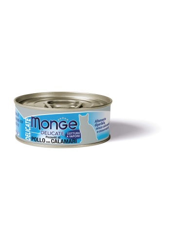 Monge Delicate Cat - Hrana umeda super-premium - Pui si Calamar - 80g