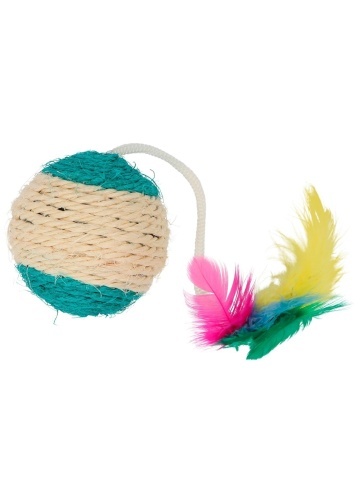 Minge din sisal cu pene si zornaitoare - 6cm