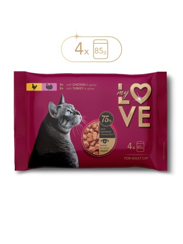 My Love Cat - Hrana umeda completa - Pui & Curcan - Set 4x85g