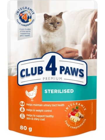 Club 4 Paws Cat Sterilised - Hrana umeda premium - Pui - 80g