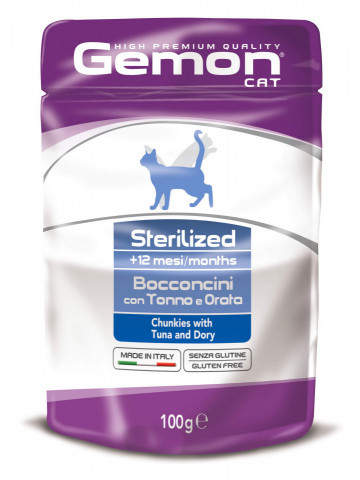 Gemon Chunkies Sterilised Cat - Hrana umeda completa - Ton si Dorada - 100g