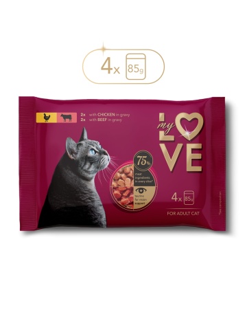 My Love Cat - Hrana umeda completa - Pui & Vita - Set 4x85g