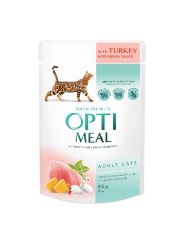 Optimeal Cat - Hrana umeda super-premium - Curcan si Dovleac - 85g - Img 1
