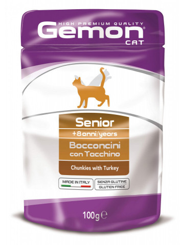 Gemon Senior Chunkies Cat - Hrana umeda completa - Curcan - 100g