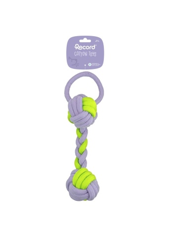 Jucarie franghie - 2 noduri bumbac - Fluo