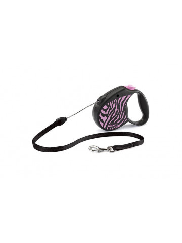Lesa retractabila, cu fir - Flexi Safari - S - Zebra
