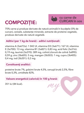 My Love Cat - Hrana umeda completa - Pui & Curcan - Set 4x85g - Img 3