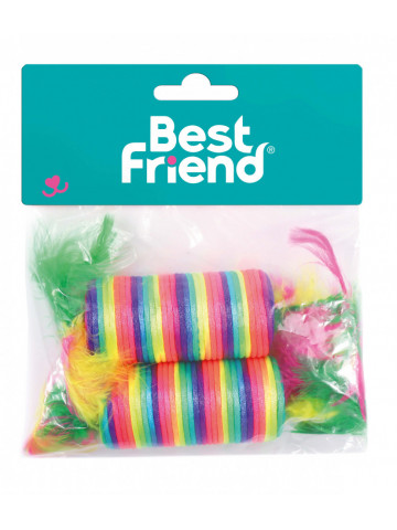 Jucarie pisica Best Friend - Cilindru cu pene, curcubeu - Img 2
