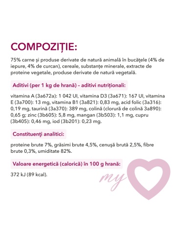 My Love Cat - Hrana umeda completa - Iepure & Curcan - 85g - Img 2
