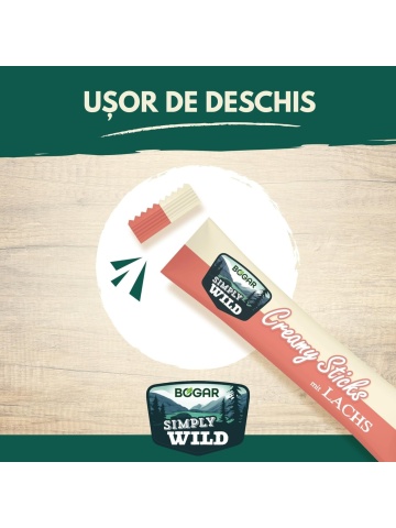 Recompense pentru pisici - Bogar Simply Wild - Creamy Sticks - Somon - 5 x 15 g - Img 3