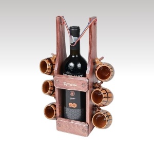 MINIBAR VIN CU 6 PAHARE CERAMICĂ - ROMÂNIA