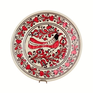 FARFURIE CERAMICĂ DE CORUND PICTATĂ MANUAL-ROȘU 24CM