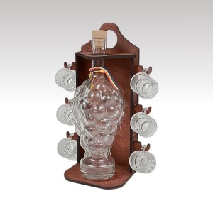MINIBAR STICLĂ STRUGURE CU 6 PAHARE 1x750ml 6x250ml
