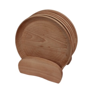 SET 6 FARFURII DIN LEMN CU SUPORT 26CM