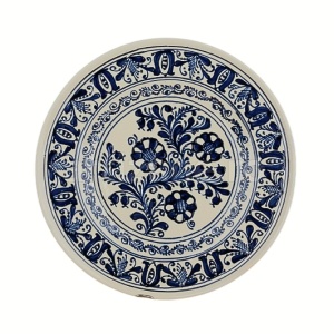 FARFURIE CERAMICĂ DE CORUND PICTATĂ MANUAL-ALBASTRU 28CM