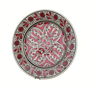 FARFURIE CERAMICĂ DE CORUND PICTATĂ MANUAL-ROSU 28CM