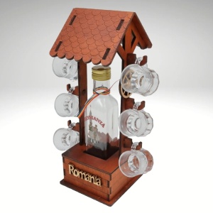 MINIBAR CU STICLA SI 6 PAHARE - FÂNTÂNA